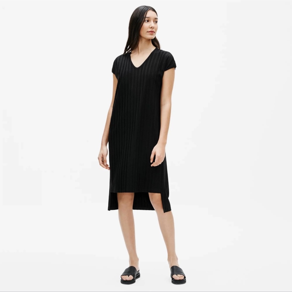 Eileen Fisher Shadow-Stripe Shift Dress Medium Petite NEW NWT